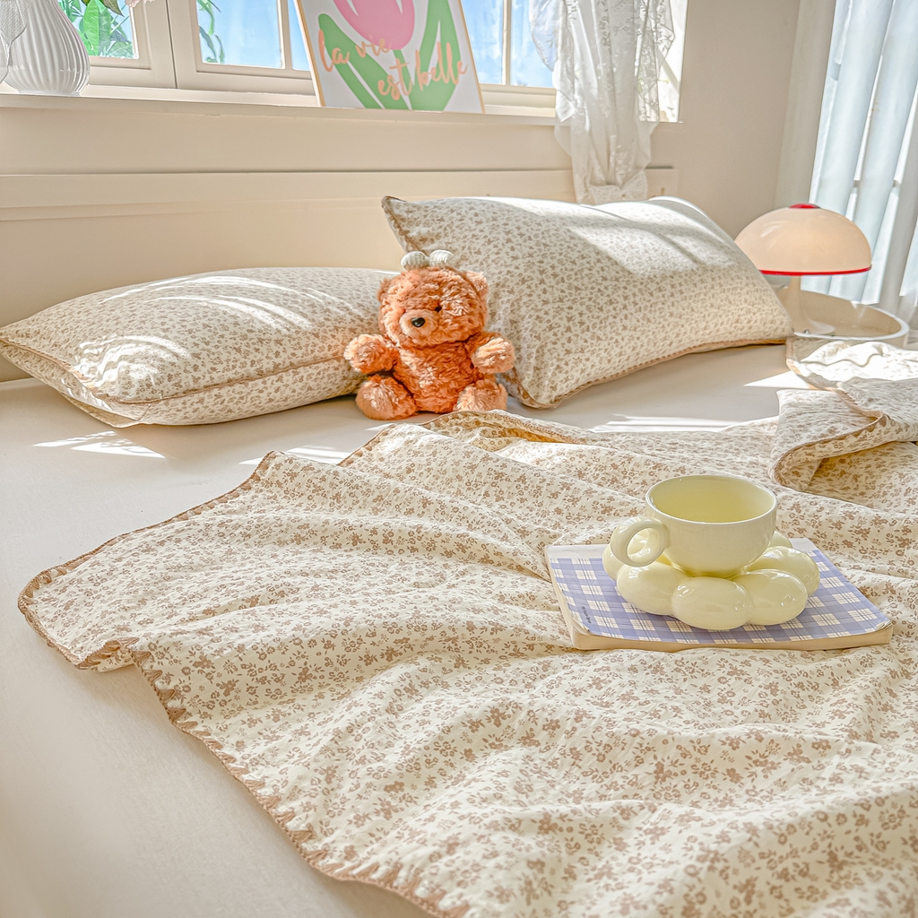 91家纺网 家纺一手货源 找家纺 圣尔雅家纺 2026新款印花夏被小碎花贝壳绣皱皱棉夏凉被空调被 南风