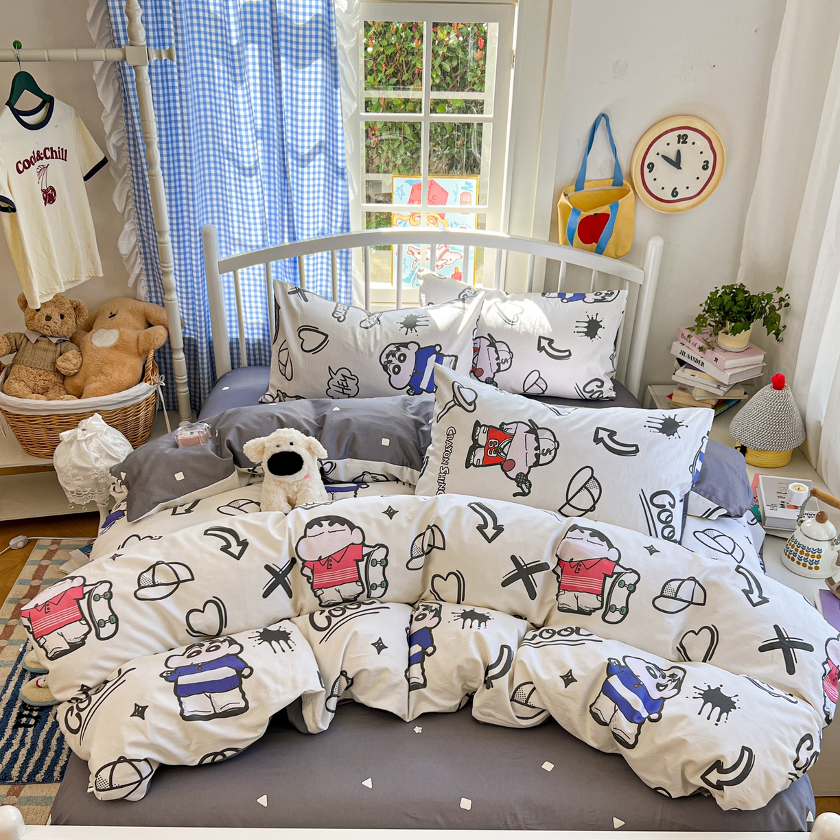 91家纺网 家纺一手货源 找家纺 （总）桃子家居 2026春夏新款蜡笔小新授权全棉纯棉印花卡通系列四件套