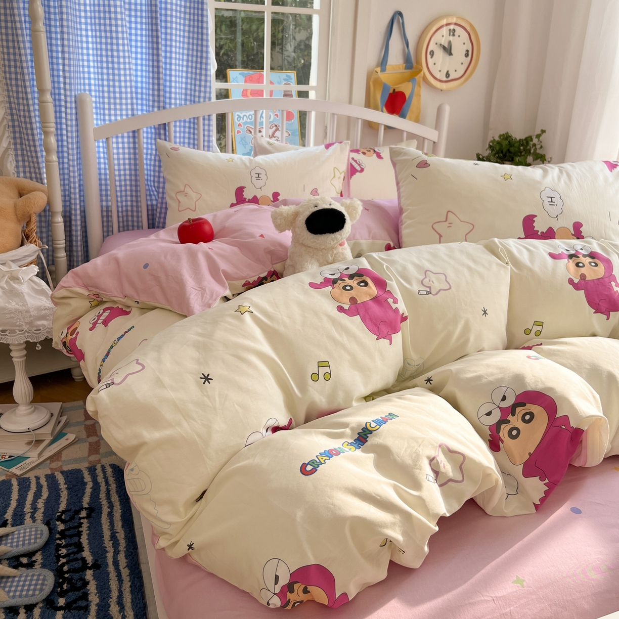 91家纺网 家纺一手货源 找家纺 桃子家居 2026春夏新款蜡笔小新授权全棉纯棉印花卡通系列四件套 棉印花-调皮小新