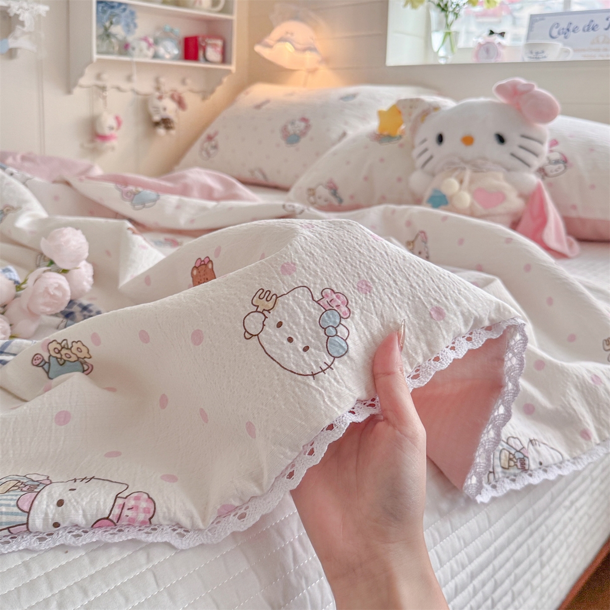 91家纺网 家纺一手货源 找家纺 名兮家居 2026新款亲肤A类皱皱纱夏被夏凉被空调被 天使猫咪