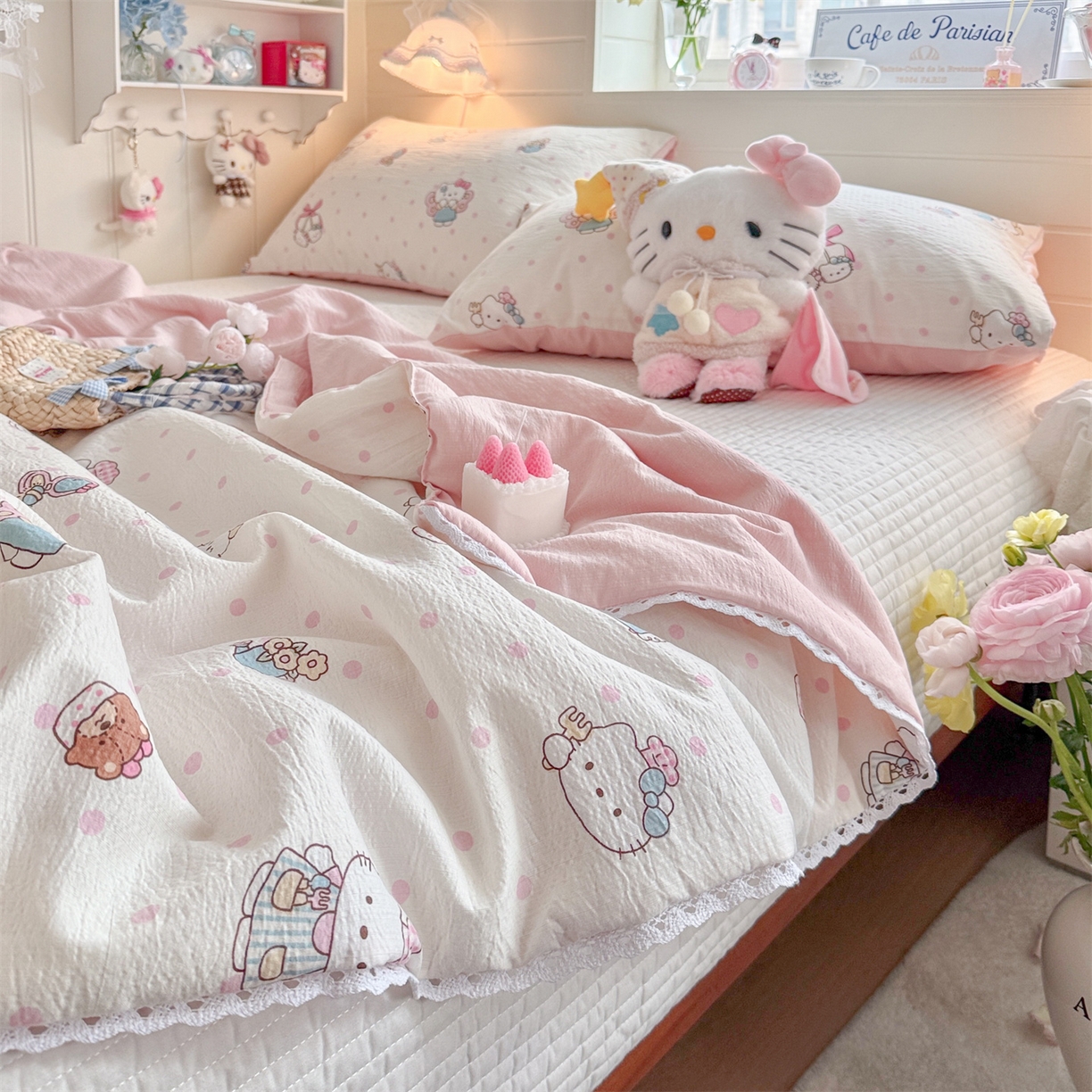 91家纺网 家纺一手货源 找家纺 名兮家居 2026新款亲肤A类皱皱纱夏被夏凉被空调被 天使猫咪