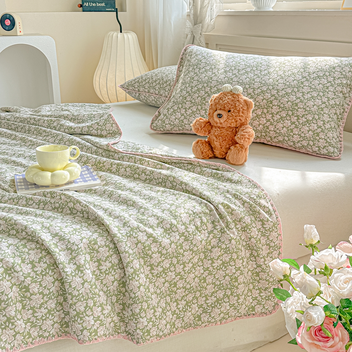 91家纺网 家纺一手货源 找家纺 圣尔雅家纺 2026新款印花夏被小碎花贝壳绣皱皱棉夏凉被空调被 山野间