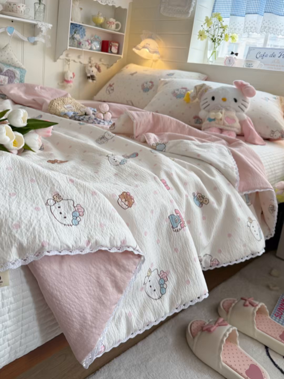 91家纺网 家纺一手货源 找家纺 名兮家居 2026新款亲肤A类皱皱纱夏被夏凉被空调被 天使猫咪