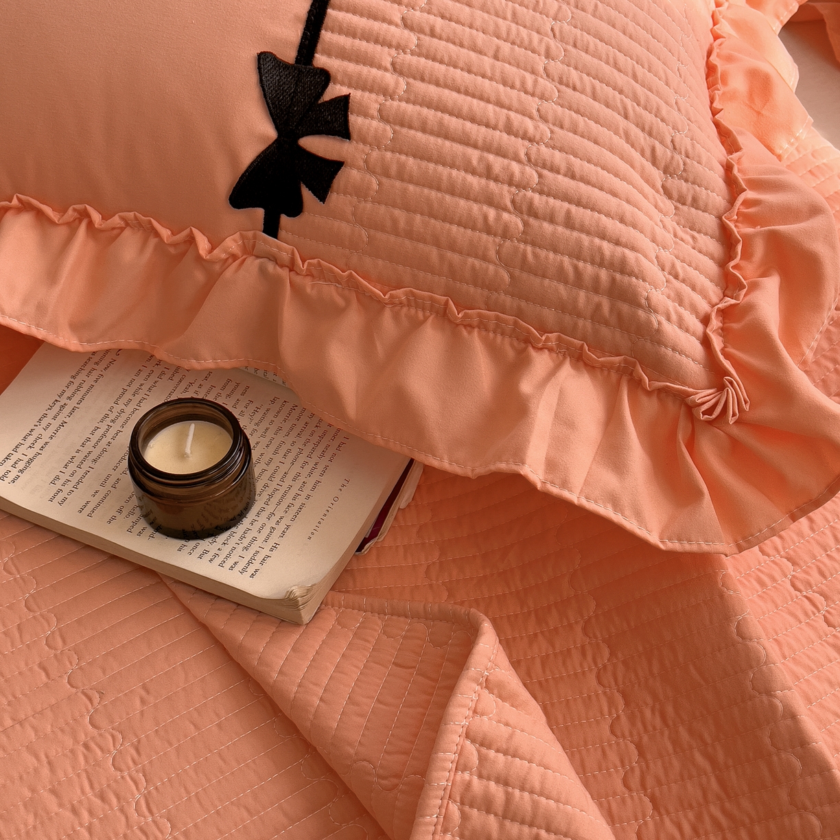 91家纺网 家纺一手货源 找家纺 芭比蔓家纺 2026新款床盖款四件套-真爱系列 床盖款真爱系列-橙色