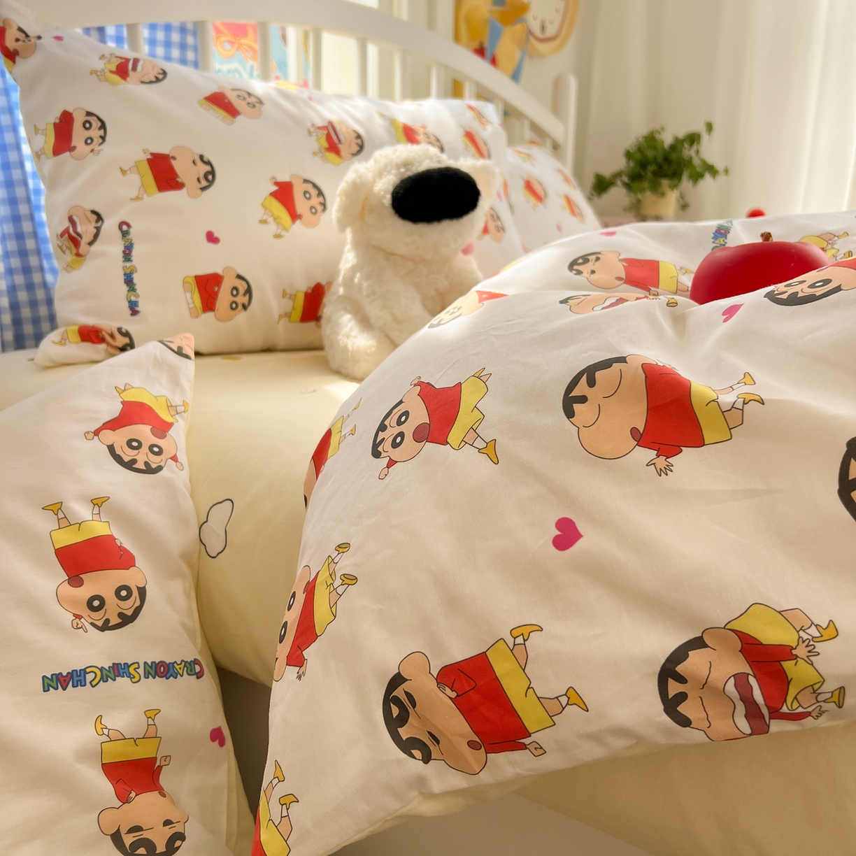 91家纺网 家纺一手货源 找家纺 桃子家居 2026春夏新款蜡笔小新授权全棉纯棉印花卡通系列四件套 棉印花-搞怪小新