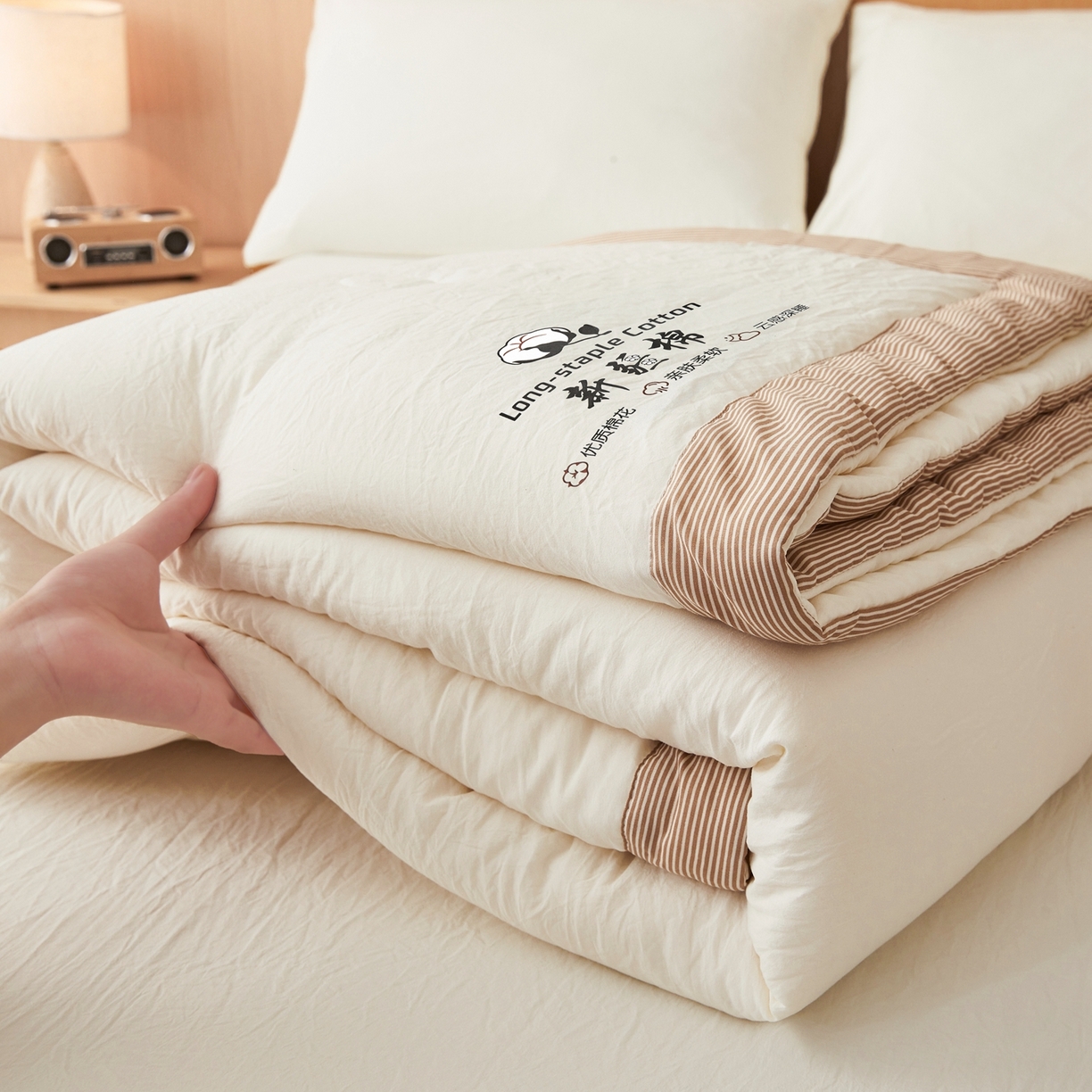 91家纺网 家纺一手货源 找家纺 （总）鸣创 2026新款棉花夏被无印风100%新疆棉花夏凉被手包边空调被