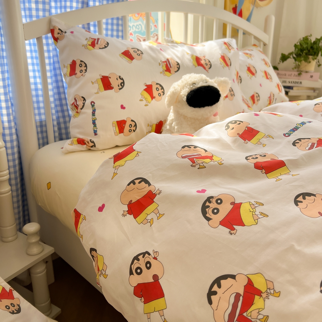 91家纺网 家纺一手货源 找家纺 桃子家居 2026春夏新款蜡笔小新授权全棉纯棉印花卡通系列四件套 棉印花-搞怪小新
