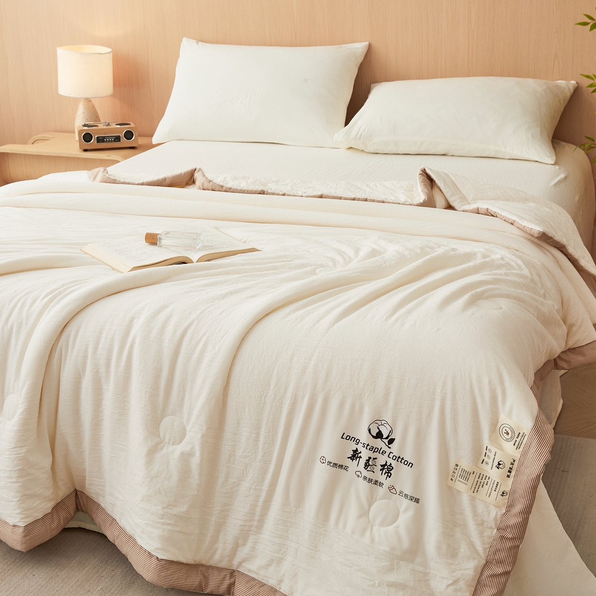 91家纺网 家纺一手货源 找家纺 （总）鸣创 2026新款棉花夏被无印风100%新疆棉花夏凉被手包边空调被