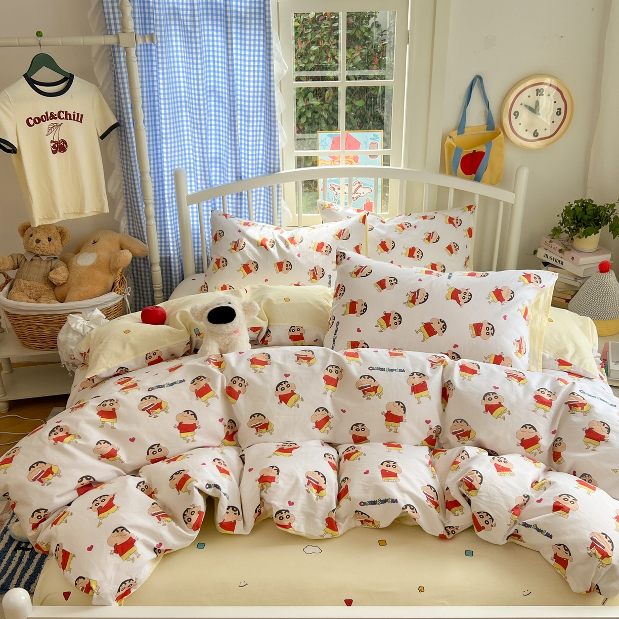 91家纺网 家纺一手货源 找家纺 桃子家居 2026春夏新款蜡笔小新授权全棉纯棉印花卡通系列四件套 棉印花-搞怪小新
