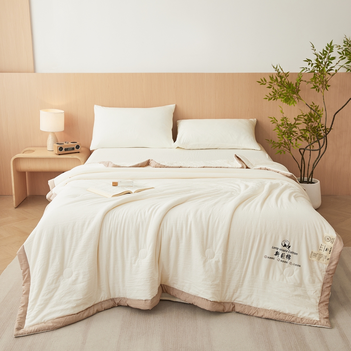 91家纺网 家纺一手货源 找家纺 （总）鸣创 2026新款棉花夏被无印风100%新疆棉花夏凉被手包边空调被