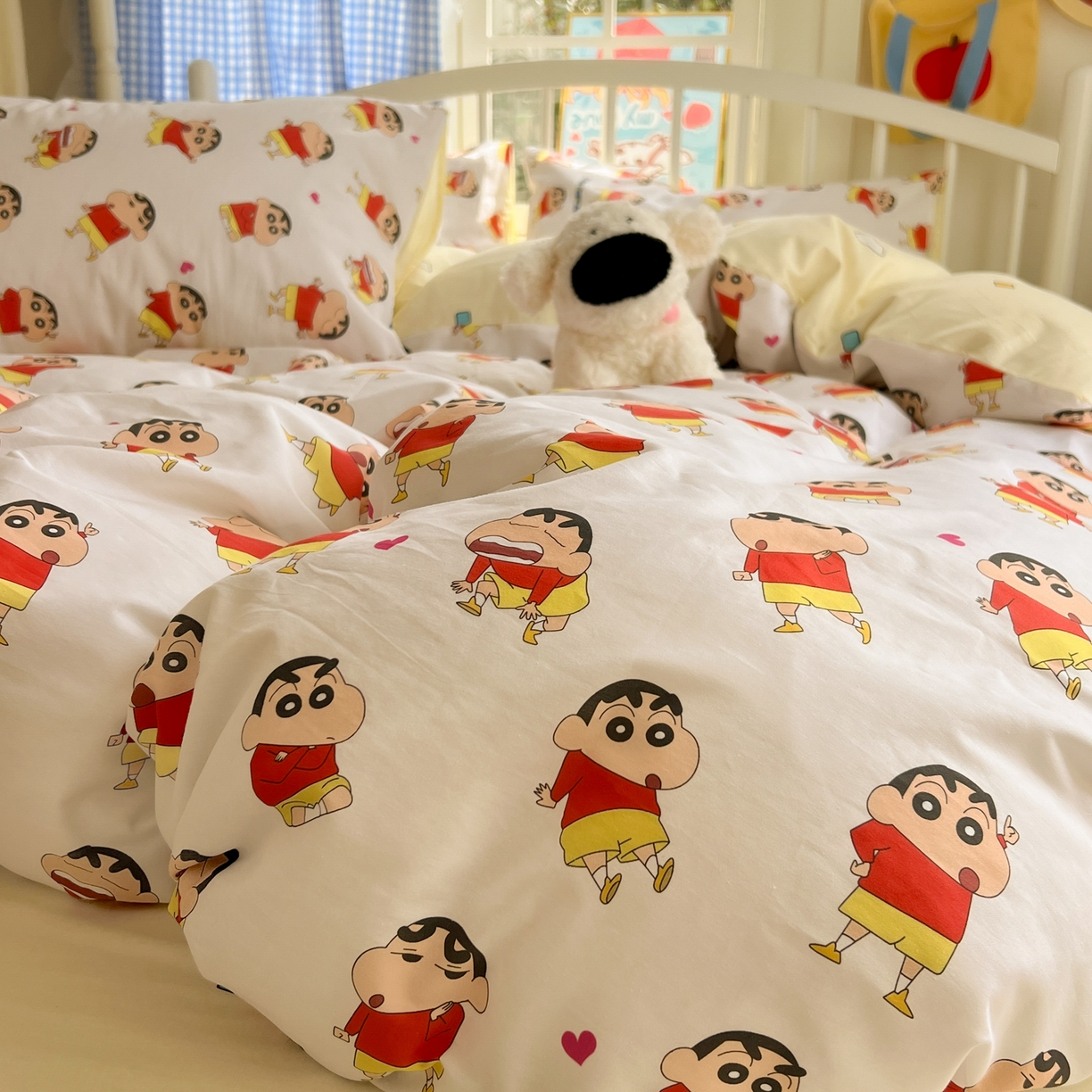 91家纺网 家纺一手货源 找家纺 桃子家居 2026春夏新款蜡笔小新授权全棉纯棉印花卡通系列四件套 棉印花-搞怪小新