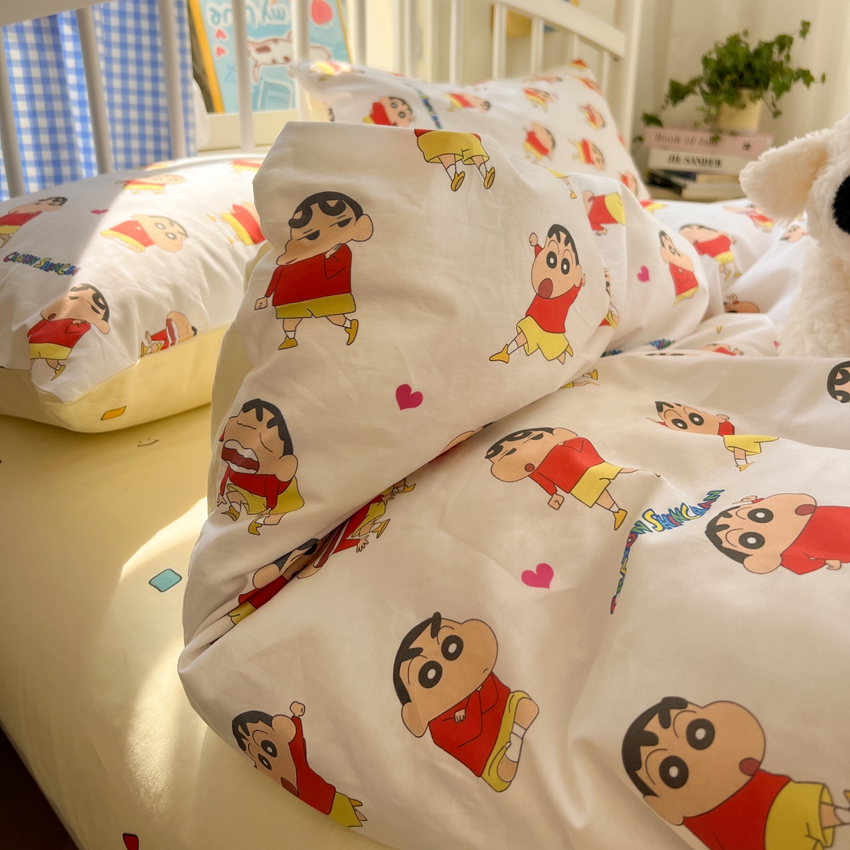 91家纺网 家纺一手货源 找家纺 桃子家居 2026春夏新款蜡笔小新授权全棉纯棉印花卡通系列四件套 棉印花-搞怪小新