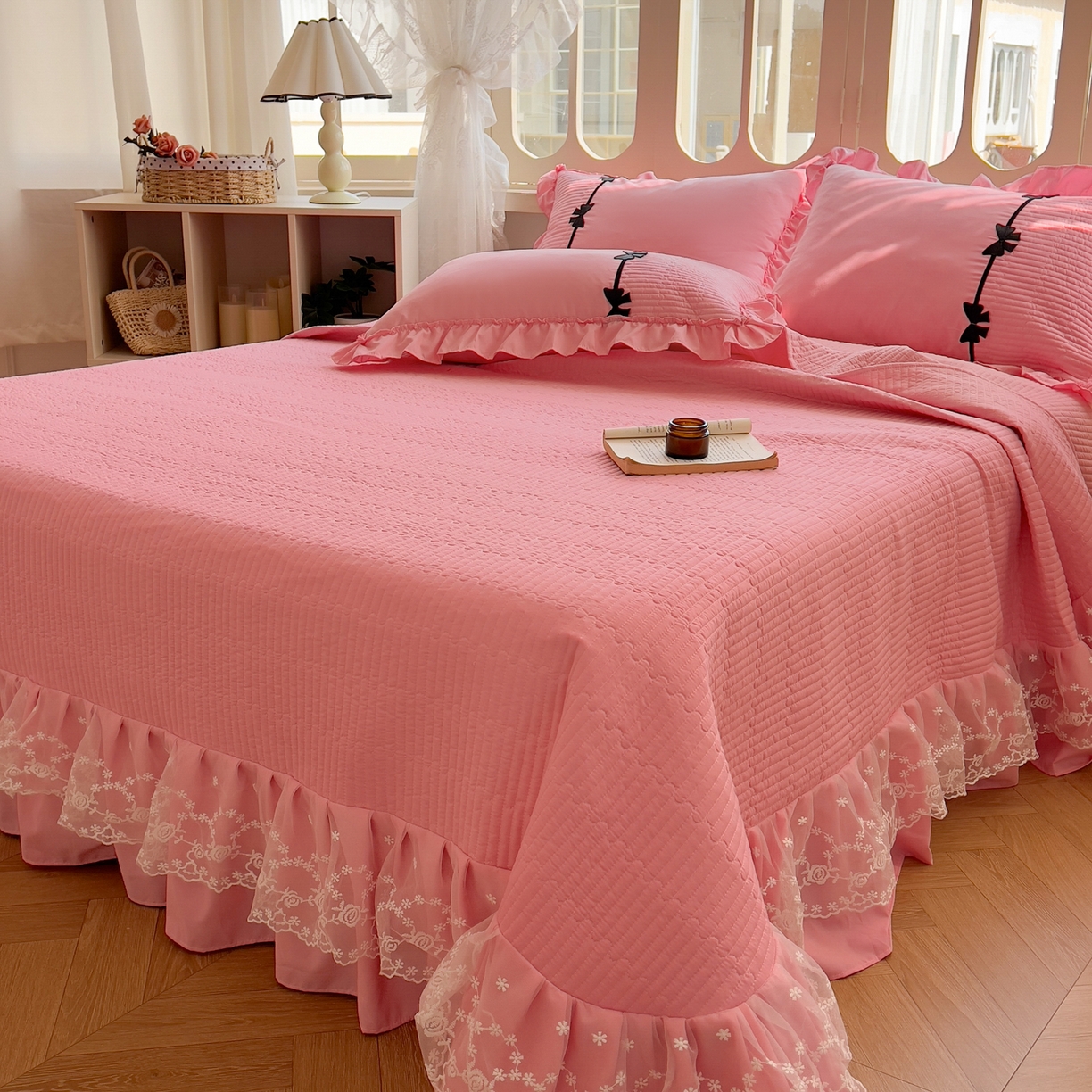 91家纺网 家纺一手货源 找家纺 芭比蔓家纺 2026新款床盖款四件套-真爱系列 床盖款真爱系列-粉色