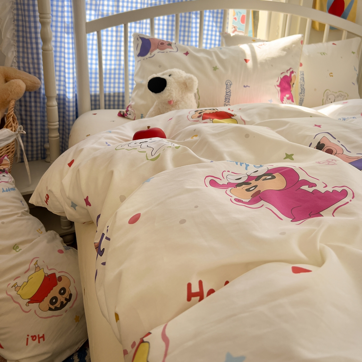 91家纺网 家纺一手货源 找家纺 桃子家居 2026春夏新款蜡笔小新授权全棉纯棉印花卡通系列四件套 棉印花-可爱小新