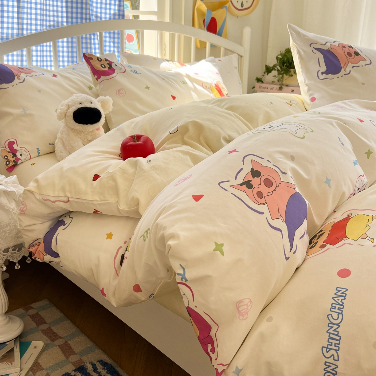 91家纺网 家纺一手货源 找家纺 桃子家居 2026春夏新款蜡笔小新授权全棉纯棉印花卡通系列四件套 棉印花-可爱小新