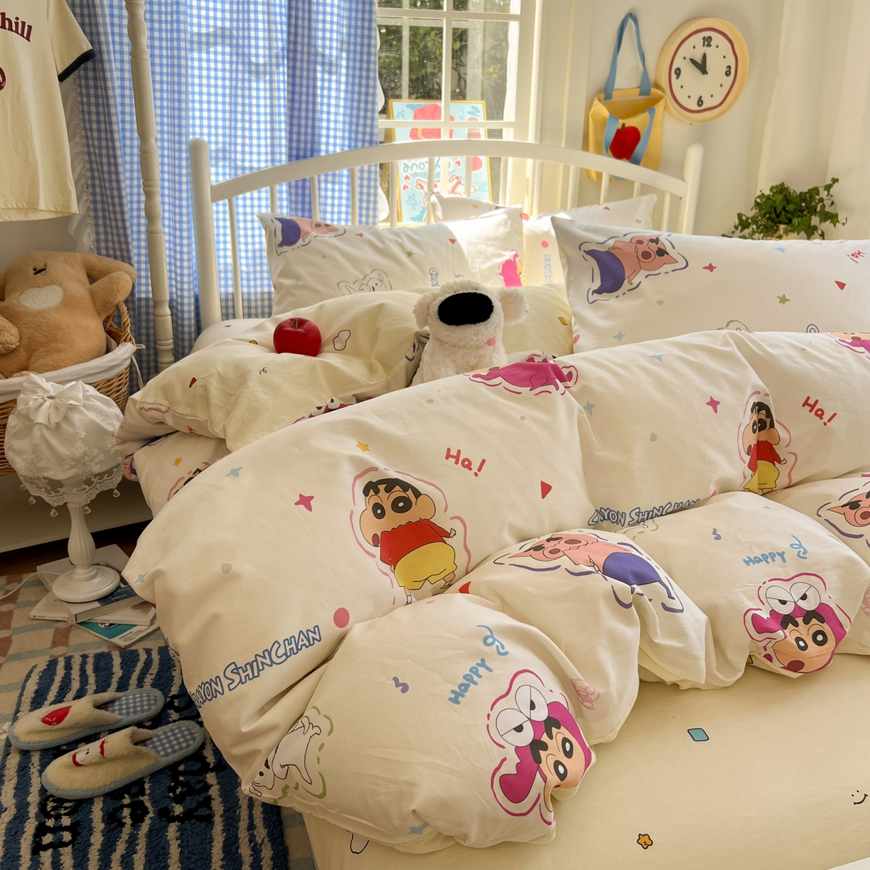 91家纺网 家纺一手货源 找家纺 桃子家居 2026春夏新款蜡笔小新授权全棉纯棉印花卡通系列四件套 棉印花-可爱小新