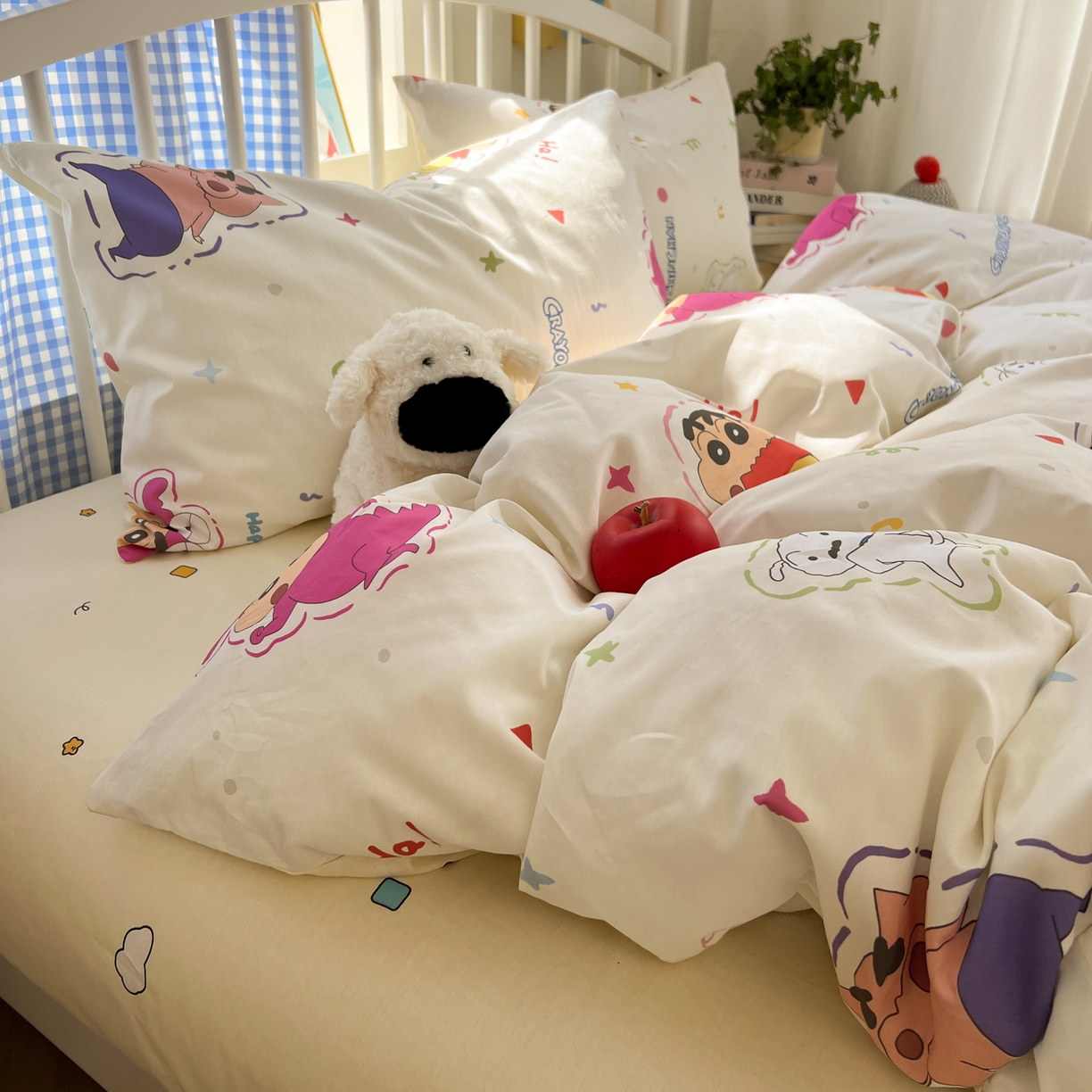 91家纺网 家纺一手货源 找家纺 桃子家居 2026春夏新款蜡笔小新授权全棉纯棉印花卡通系列四件套 棉印花-可爱小新