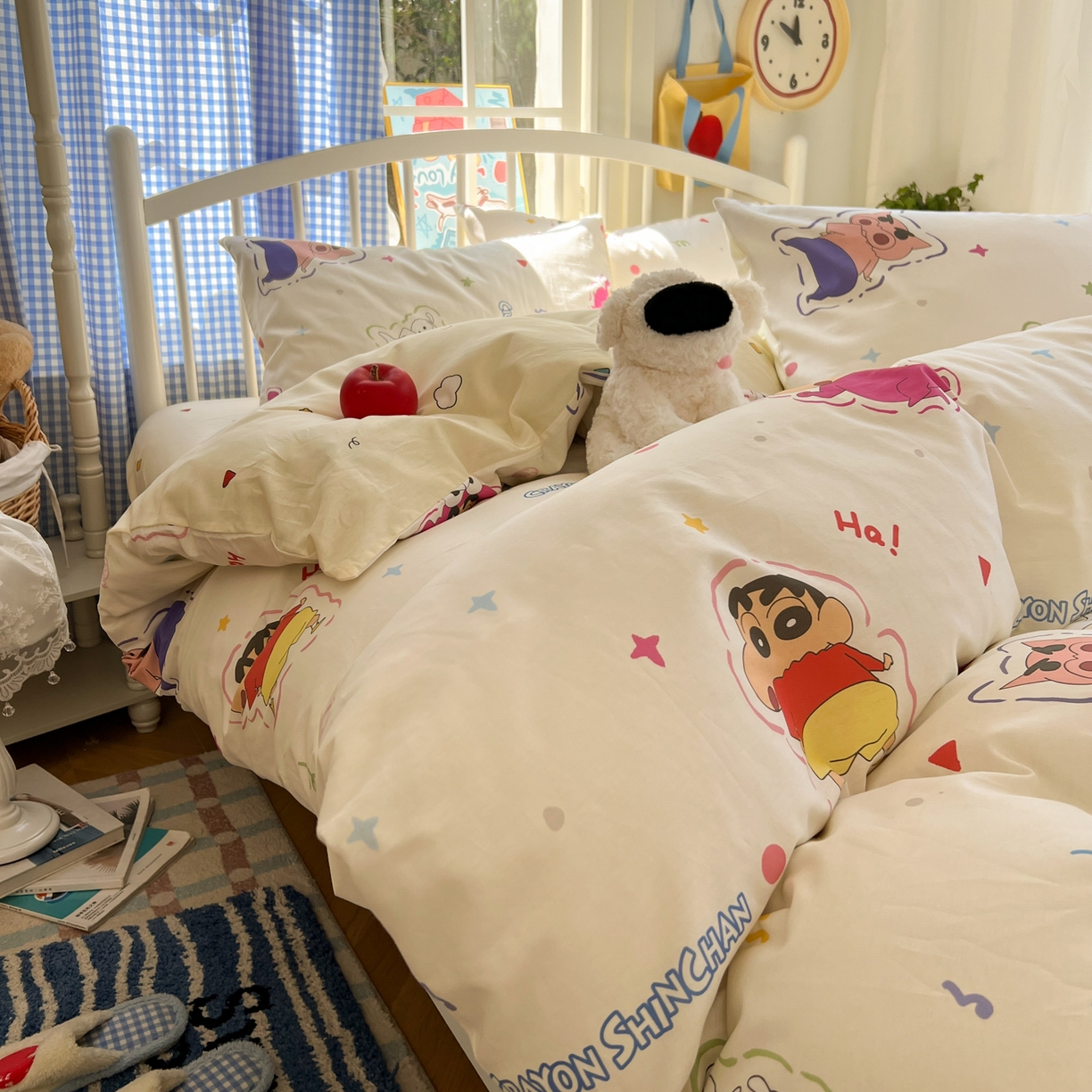 91家纺网 家纺一手货源 找家纺 桃子家居 2026春夏新款蜡笔小新授权全棉纯棉印花卡通系列四件套 棉印花-可爱小新