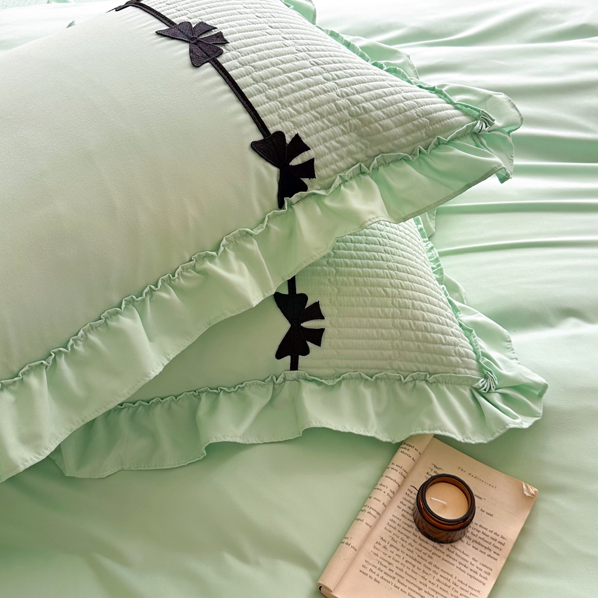 91家纺网 家纺一手货源 找家纺 芭比蔓家纺 2026新款床盖款四件套-真爱系列 床盖款真爱系列-绿色