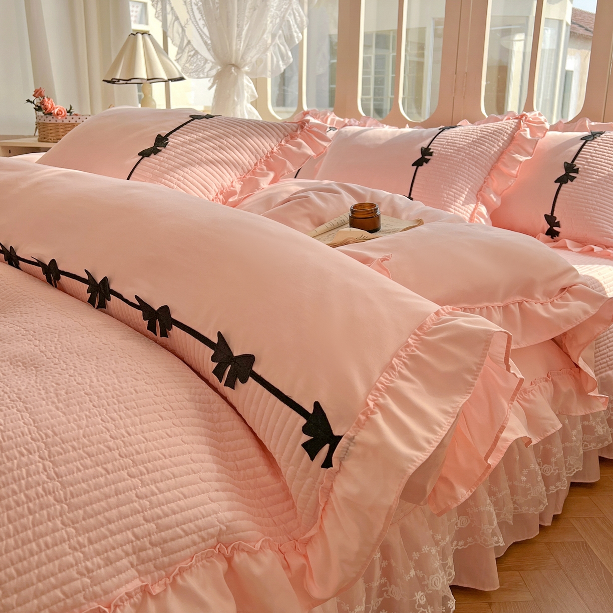 91家纺网 家纺一手货源 找家纺 芭比蔓家纺 2026新款床盖款四件套-真爱系列 床盖款真爱系列-玉色