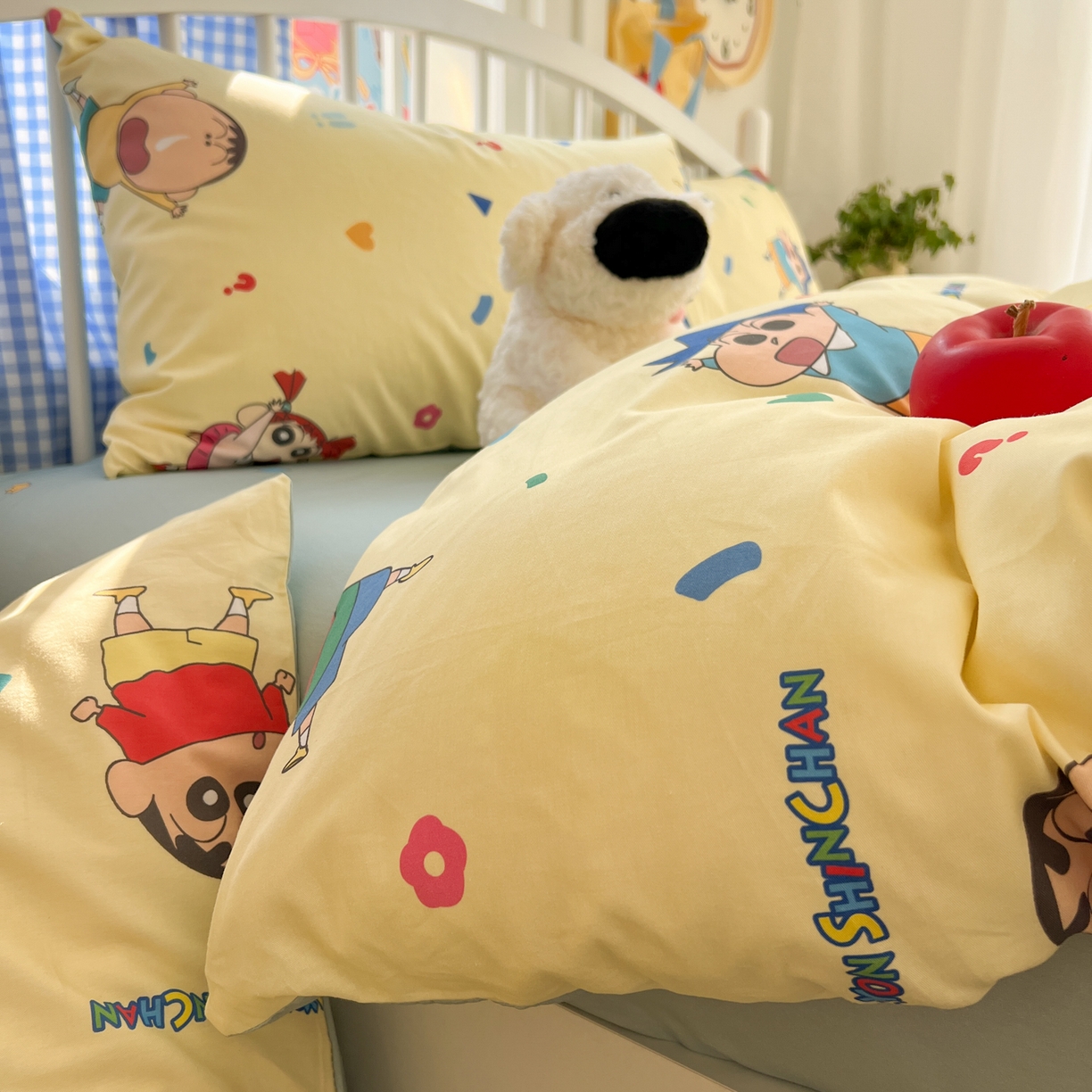 91家纺网 家纺一手货源 找家纺 桃子家居 2026春夏新款蜡笔小新授权全棉纯棉印花卡通系列四件套 棉印花-萌萌小新