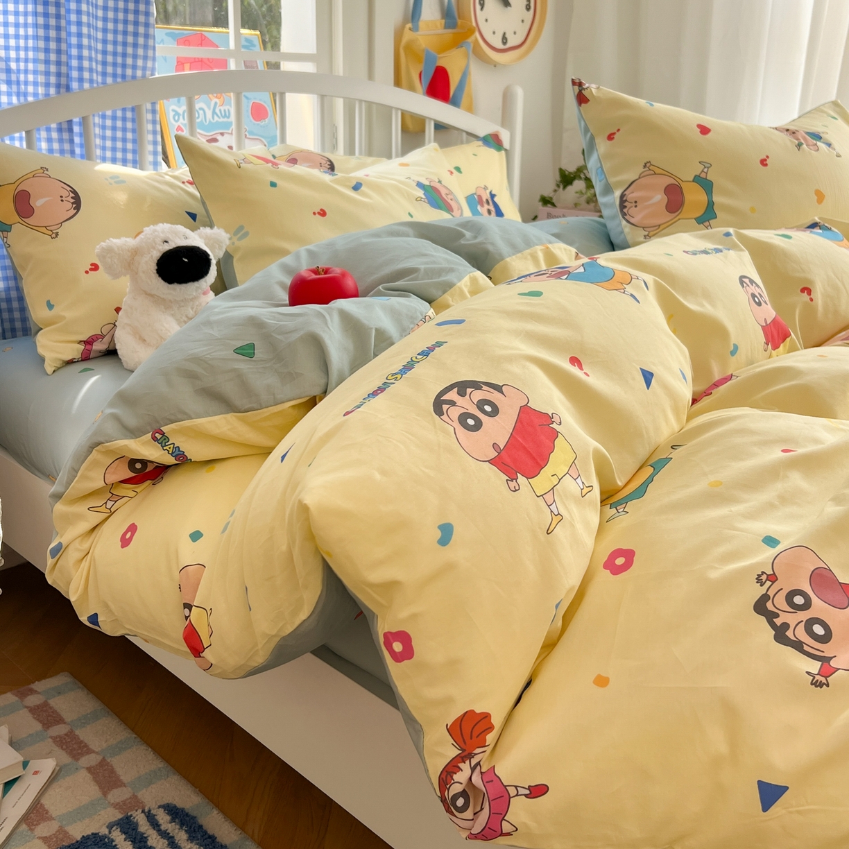 91家纺网 家纺一手货源 找家纺 桃子家居 2026春夏新款蜡笔小新授权全棉纯棉印花卡通系列四件套 棉印花-萌萌小新