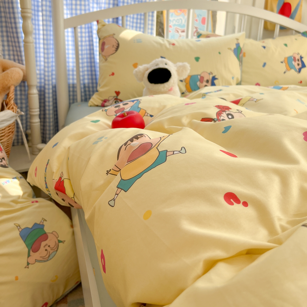 91家纺网 家纺一手货源 找家纺 桃子家居 2026春夏新款蜡笔小新授权全棉纯棉印花卡通系列四件套 棉印花-萌萌小新