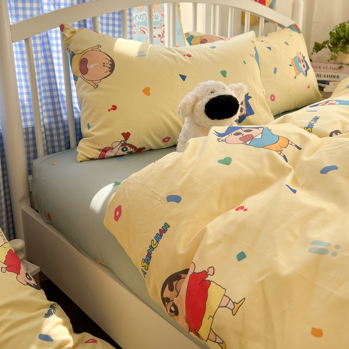 91家纺网 家纺一手货源 找家纺 桃子家居 2026春夏新款蜡笔小新授权全棉纯棉印花卡通系列四件套 棉印花-萌萌小新