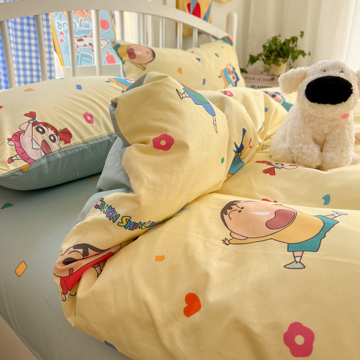 91家纺网 家纺一手货源 找家纺 桃子家居 2026春夏新款蜡笔小新授权全棉纯棉印花卡通系列四件套 棉印花-萌萌小新