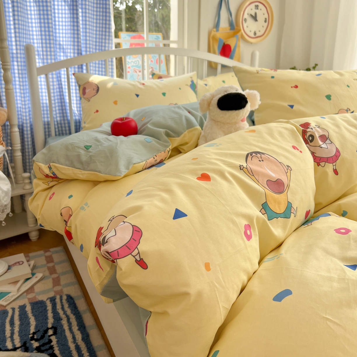 91家纺网 家纺一手货源 找家纺 桃子家居 2026春夏新款蜡笔小新授权全棉纯棉印花卡通系列四件套 棉印花-萌萌小新
