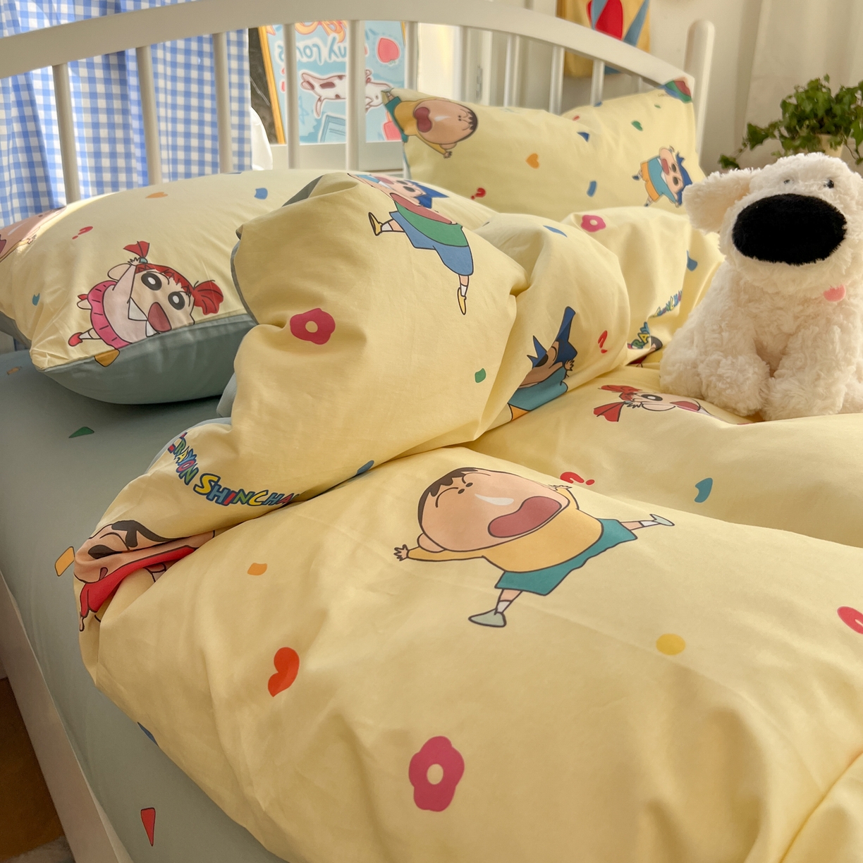 91家纺网 家纺一手货源 找家纺 桃子家居 2026春夏新款蜡笔小新授权全棉纯棉印花卡通系列四件套 棉印花-萌萌小新