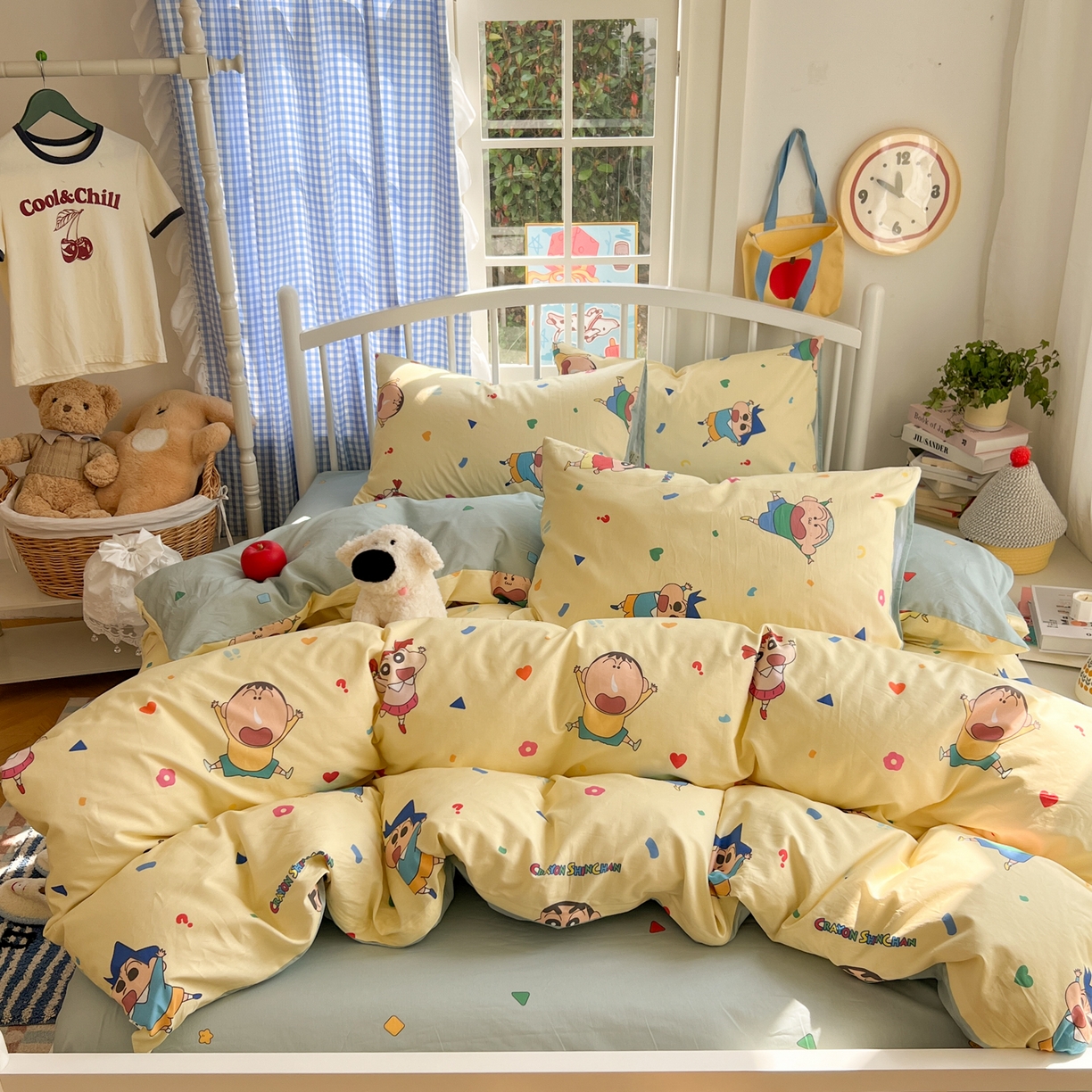 91家纺网 家纺一手货源 找家纺 桃子家居 2026春夏新款蜡笔小新授权全棉纯棉印花卡通系列四件套 棉印花-萌萌小新