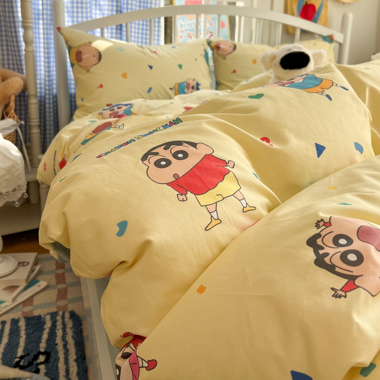 91家纺网 家纺一手货源 找家纺 桃子家居 2026春夏新款蜡笔小新授权全棉纯棉印花卡通系列四件套 棉印花-萌萌小新
