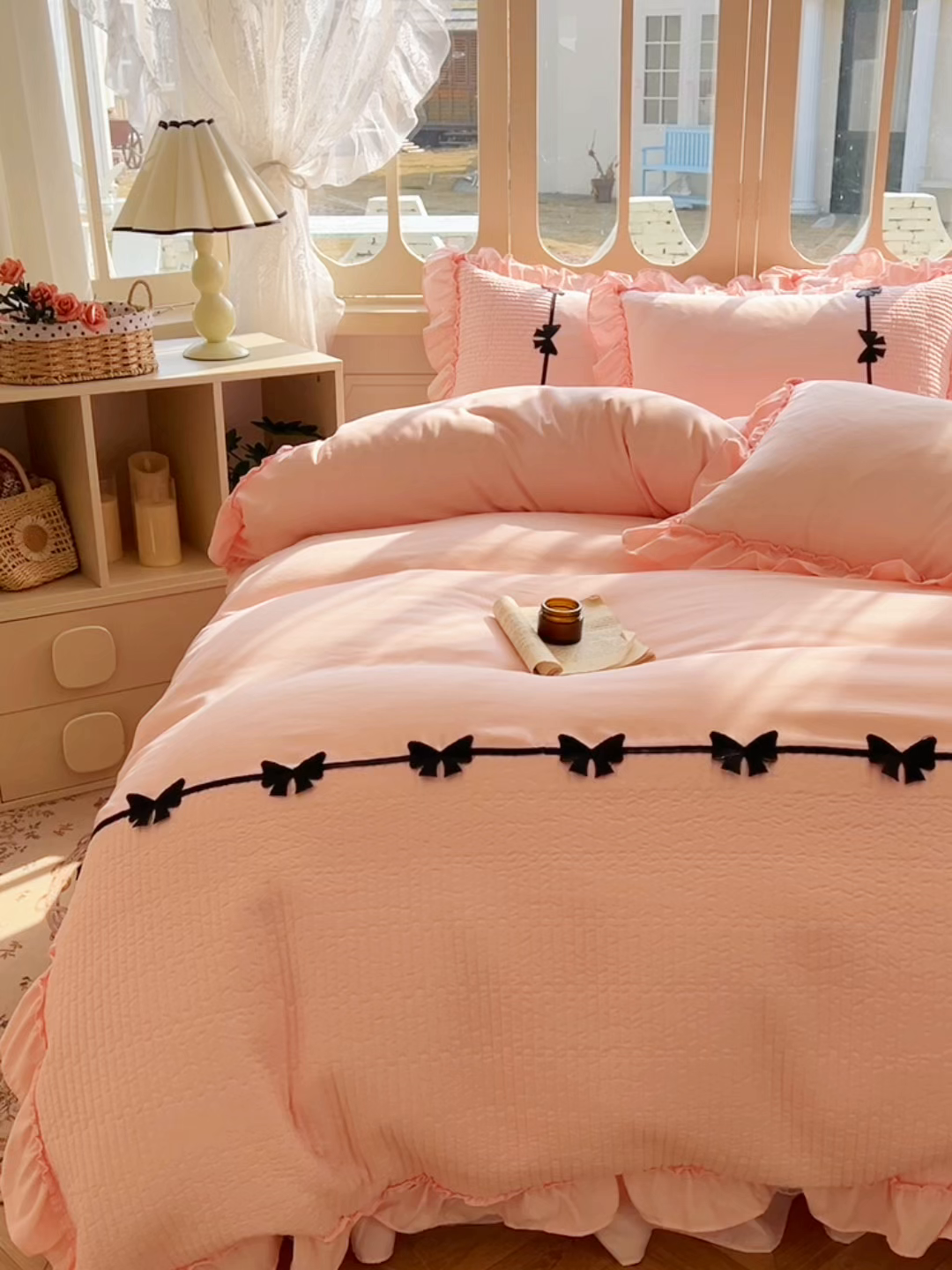 91家纺网 家纺一手货源 找家纺 芭比蔓家纺 2026新款床盖款四件套-真爱系列 床盖款真爱系列-玉色