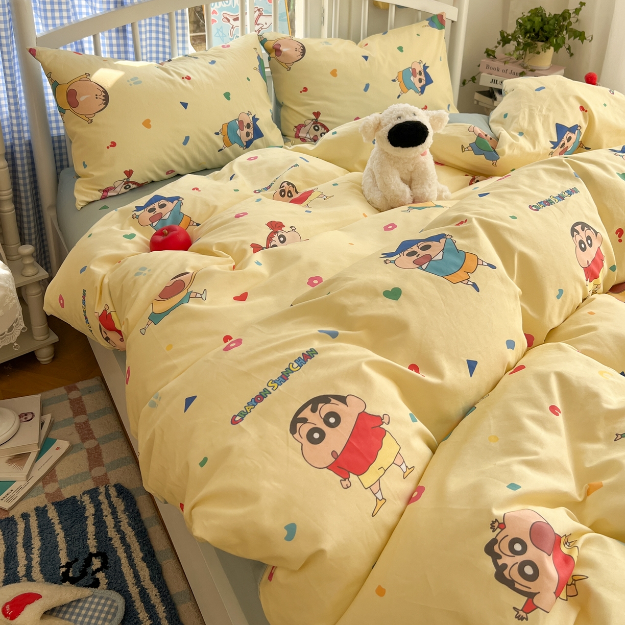 91家纺网 家纺一手货源 找家纺 桃子家居 2026春夏新款蜡笔小新授权全棉纯棉印花卡通系列四件套 棉印花-萌萌小新