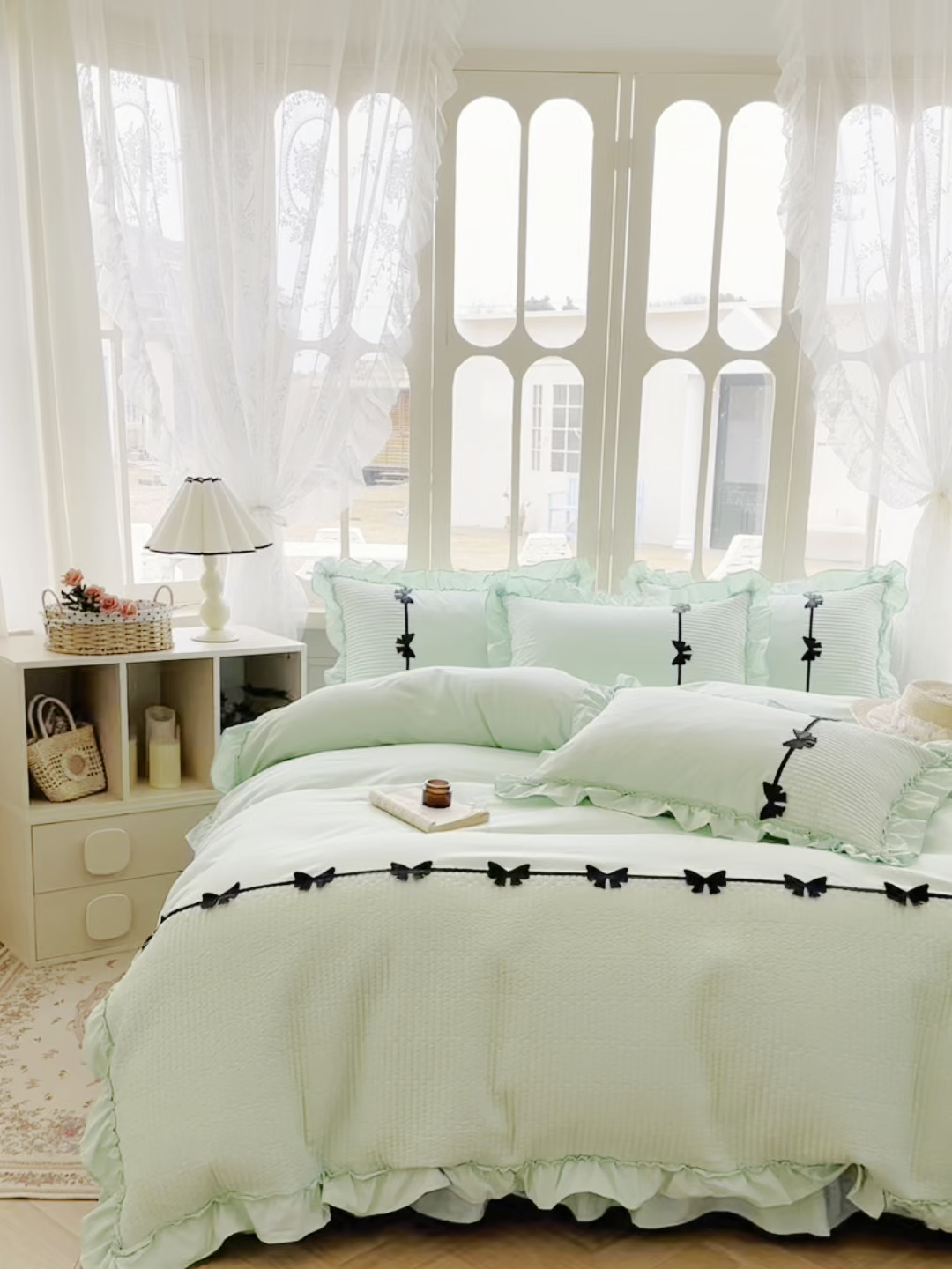 91家纺网 家纺一手货源 找家纺 芭比蔓家纺 2026新款床盖款四件套-真爱系列 床盖款真爱系列-绿色