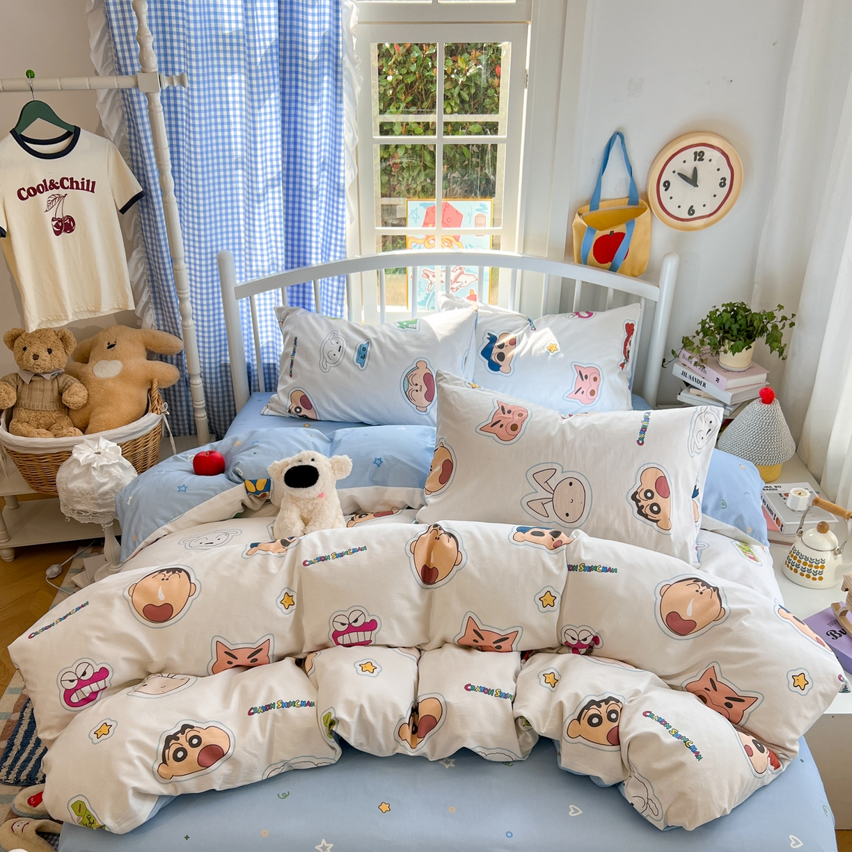 桃子家居 2026春夏新款蜡笔小新授权全棉纯棉印花卡通系列四件套 棉印花-趣味小新