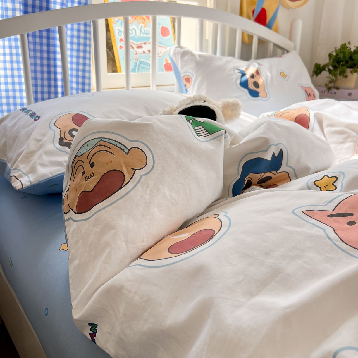 91家纺网 家纺一手货源 找家纺 桃子家居 2026春夏新款蜡笔小新授权全棉纯棉印花卡通系列四件套 棉印花-趣味小新