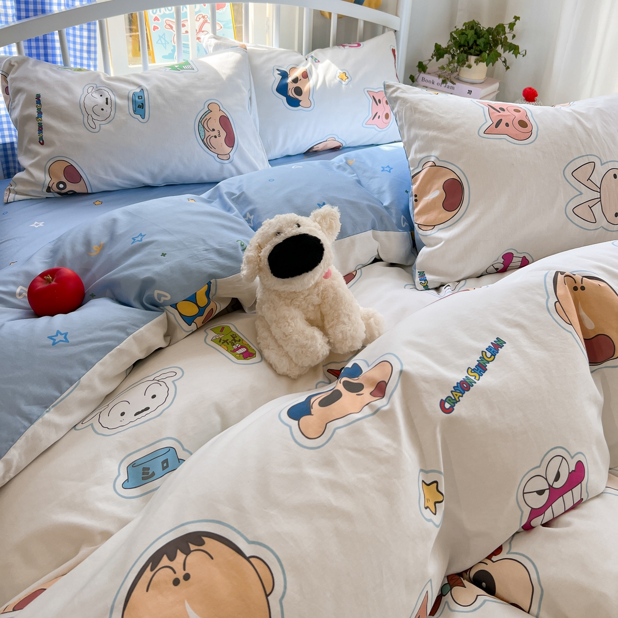 91家纺网 家纺一手货源 找家纺 桃子家居 2026春夏新款蜡笔小新授权全棉纯棉印花卡通系列四件套 棉印花-趣味小新