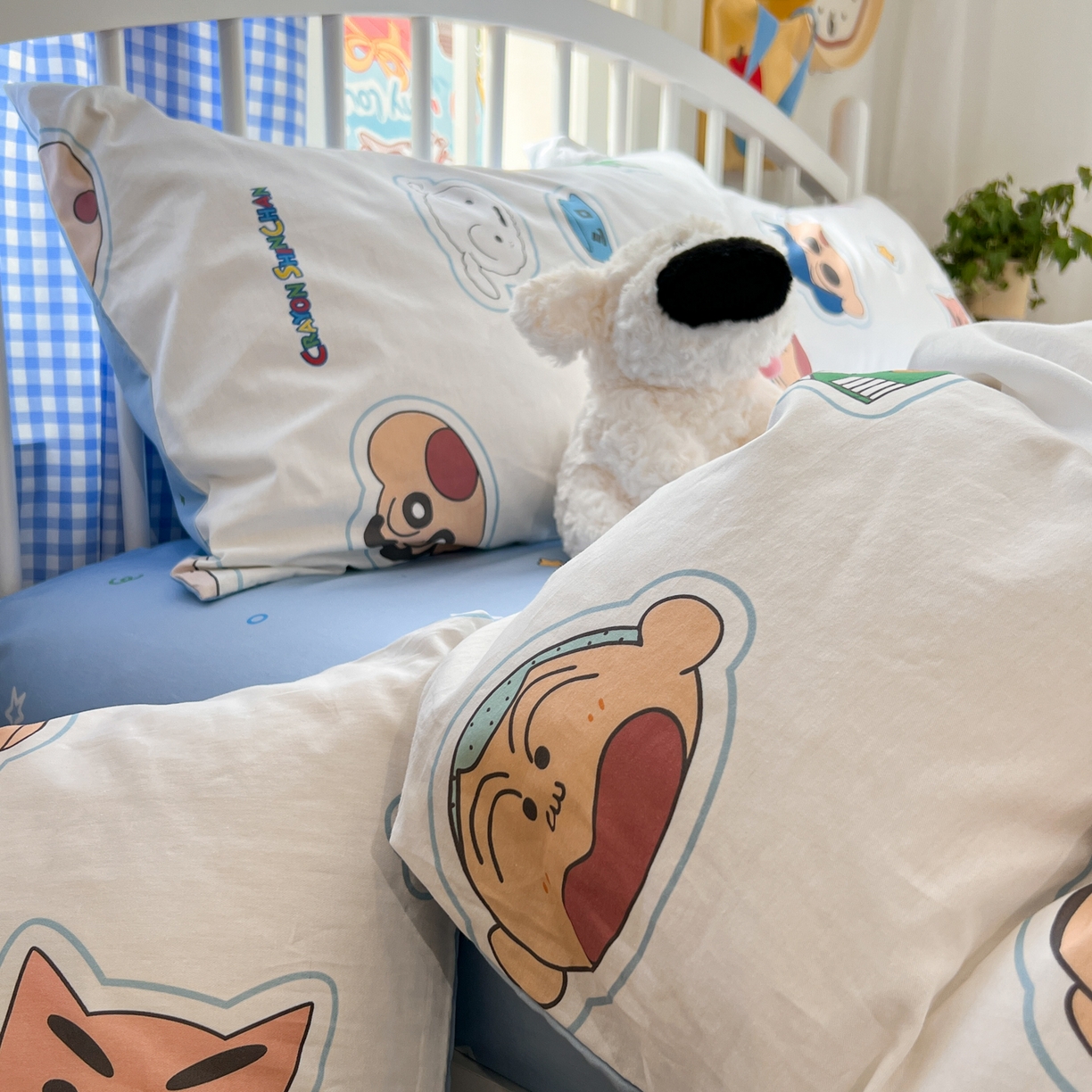 91家纺网 家纺一手货源 找家纺 桃子家居 2026春夏新款蜡笔小新授权全棉纯棉印花卡通系列四件套 棉印花-趣味小新