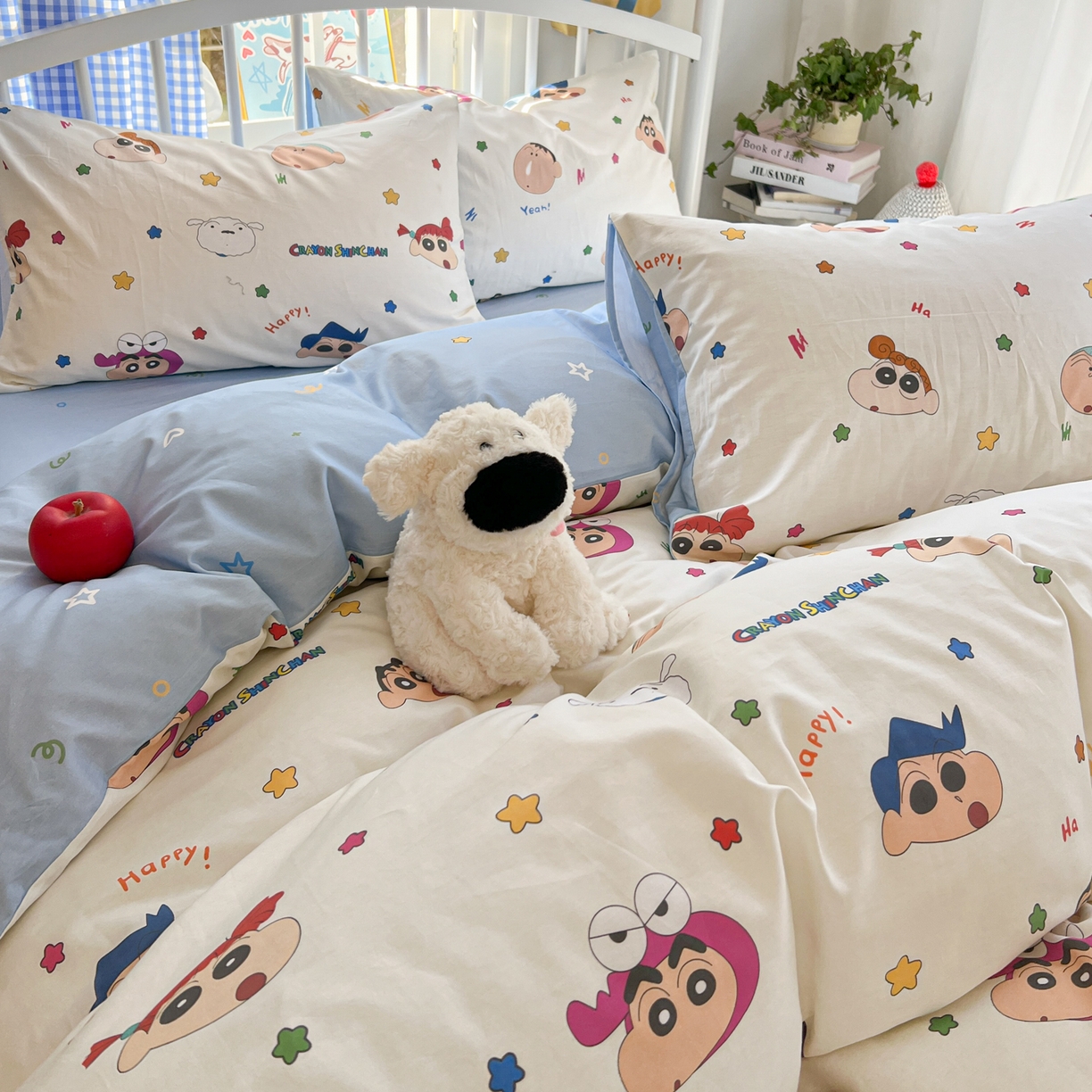 91家纺网 家纺一手货源 找家纺 桃子家居 2026春夏新款蜡笔小新授权全棉纯棉印花卡通系列四件套 棉印花-小新派对