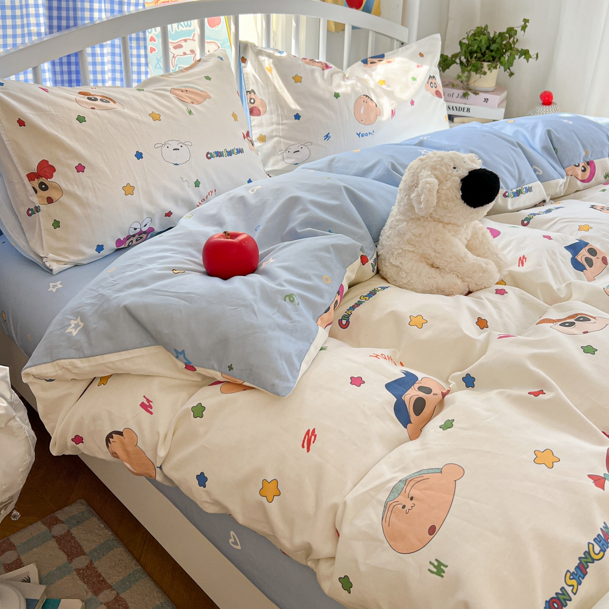 91家纺网 家纺一手货源 找家纺 桃子家居 2026春夏新款蜡笔小新授权全棉纯棉印花卡通系列四件套 棉印花-小新派对