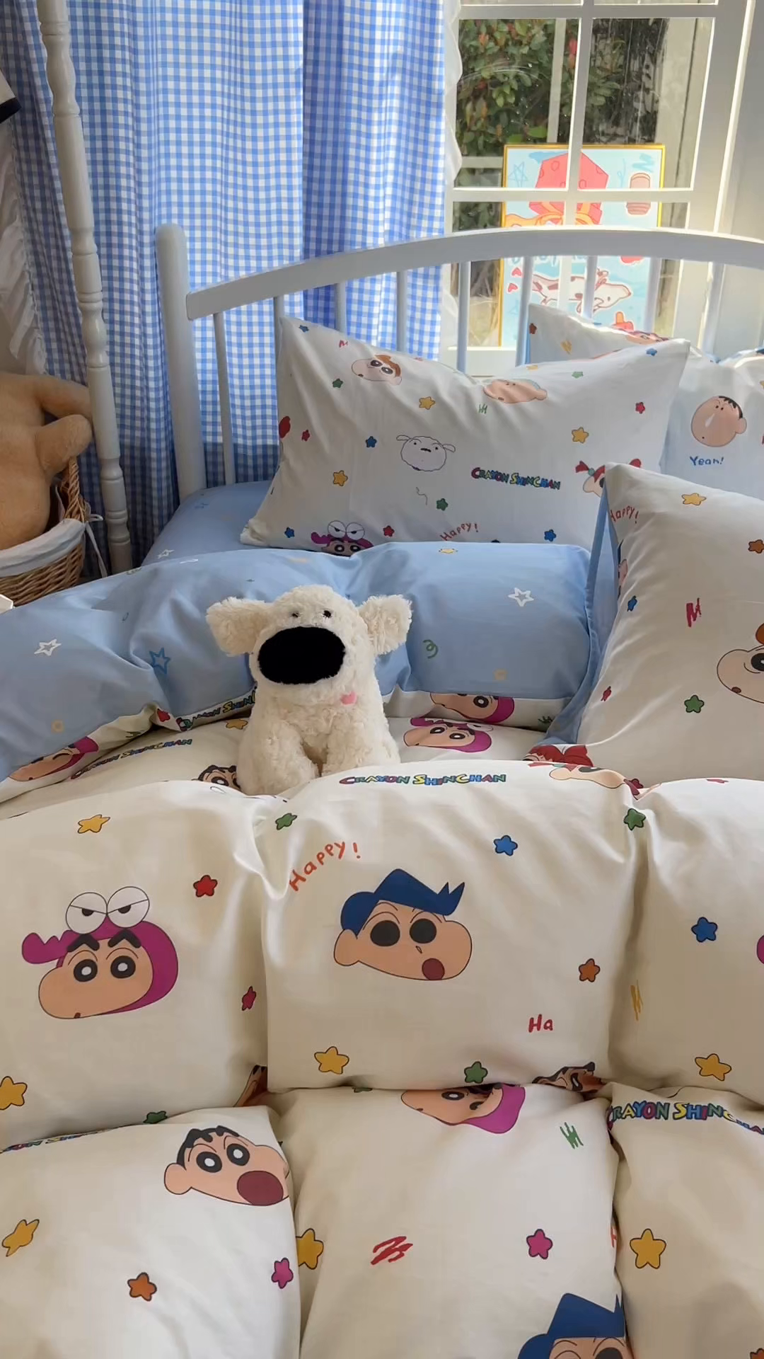 91家纺网 家纺一手货源 找家纺 桃子家居 2026春夏新款蜡笔小新授权全棉纯棉印花卡通系列四件套 棉印花-小新派对