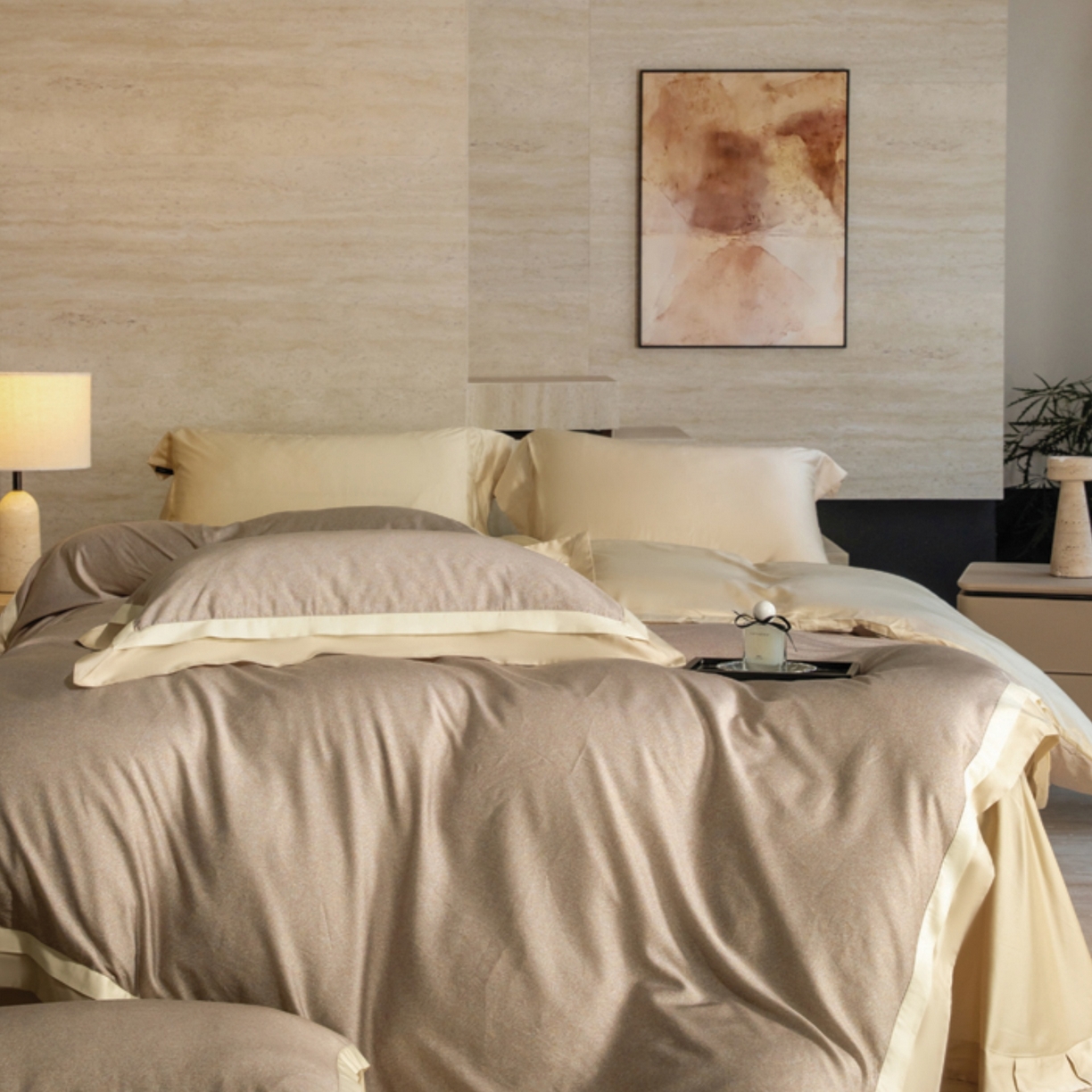 91家纺网 家纺一手货源 找家纺 （总）芯丝路家纺 2026新款进口天丝棉印花四件套（双拼角工艺款）