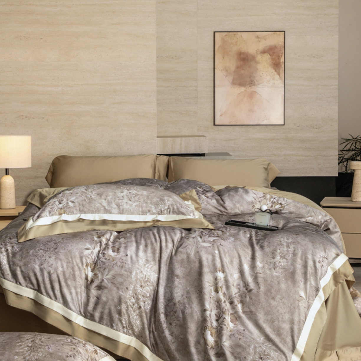 91家纺网 家纺一手货源 找家纺 （总）芯丝路家纺 2026新款进口天丝棉印花四件套（双拼角工艺款）