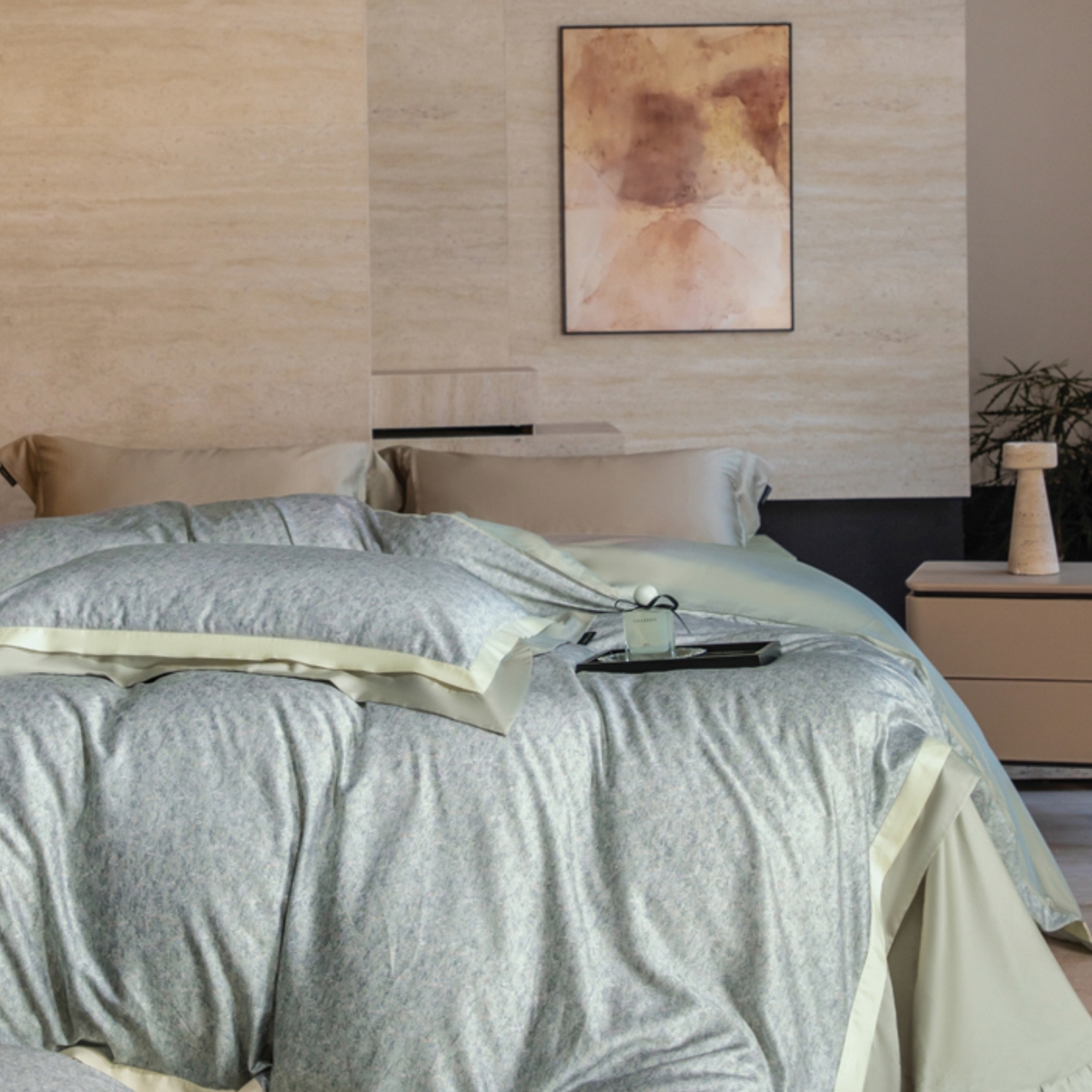 91家纺网 家纺一手货源 找家纺 （总）芯丝路家纺 2026新款进口天丝棉印花四件套（双拼角工艺款）