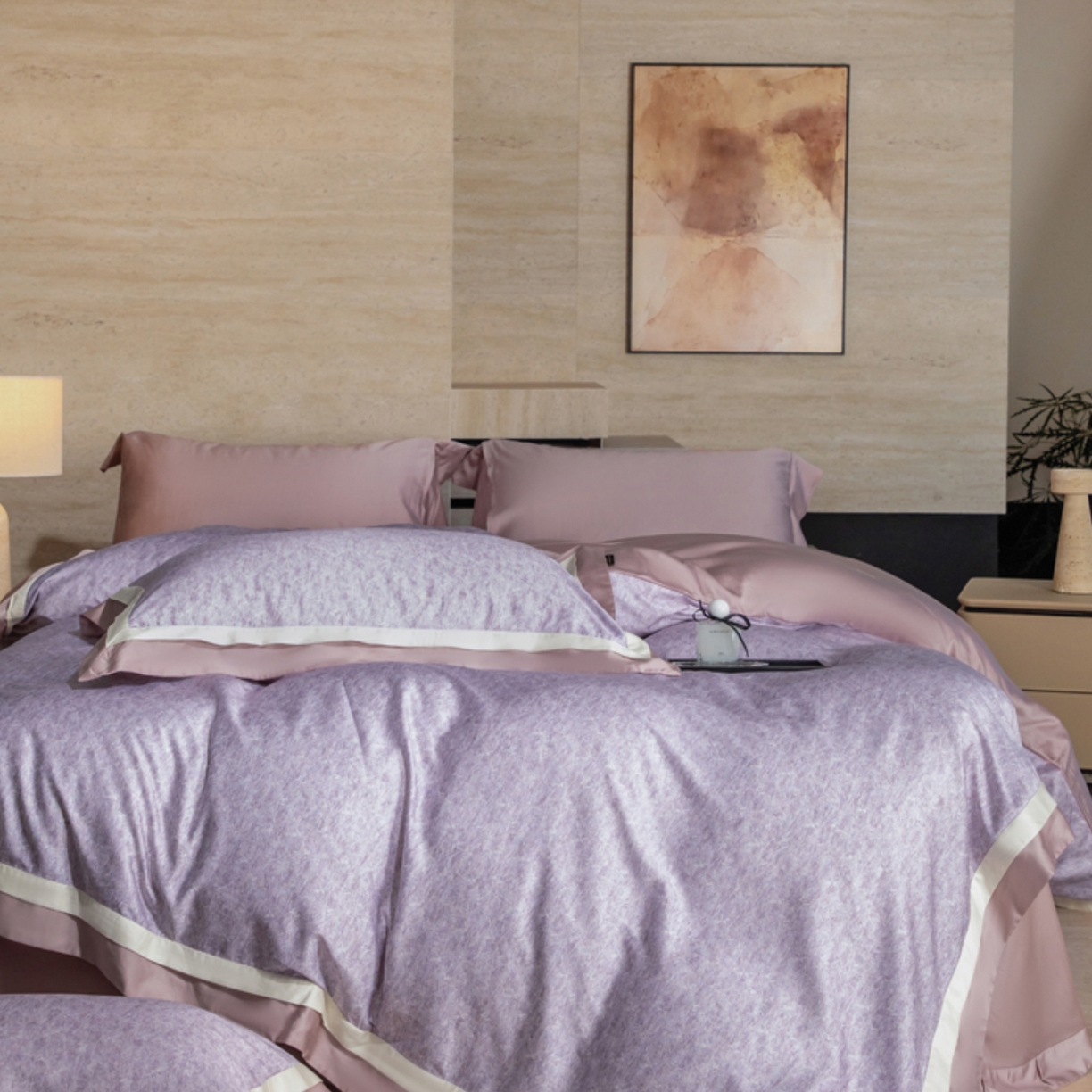 91家纺网 家纺一手货源 找家纺 （总）芯丝路家纺 2026新款进口天丝棉印花四件套（双拼角工艺款）