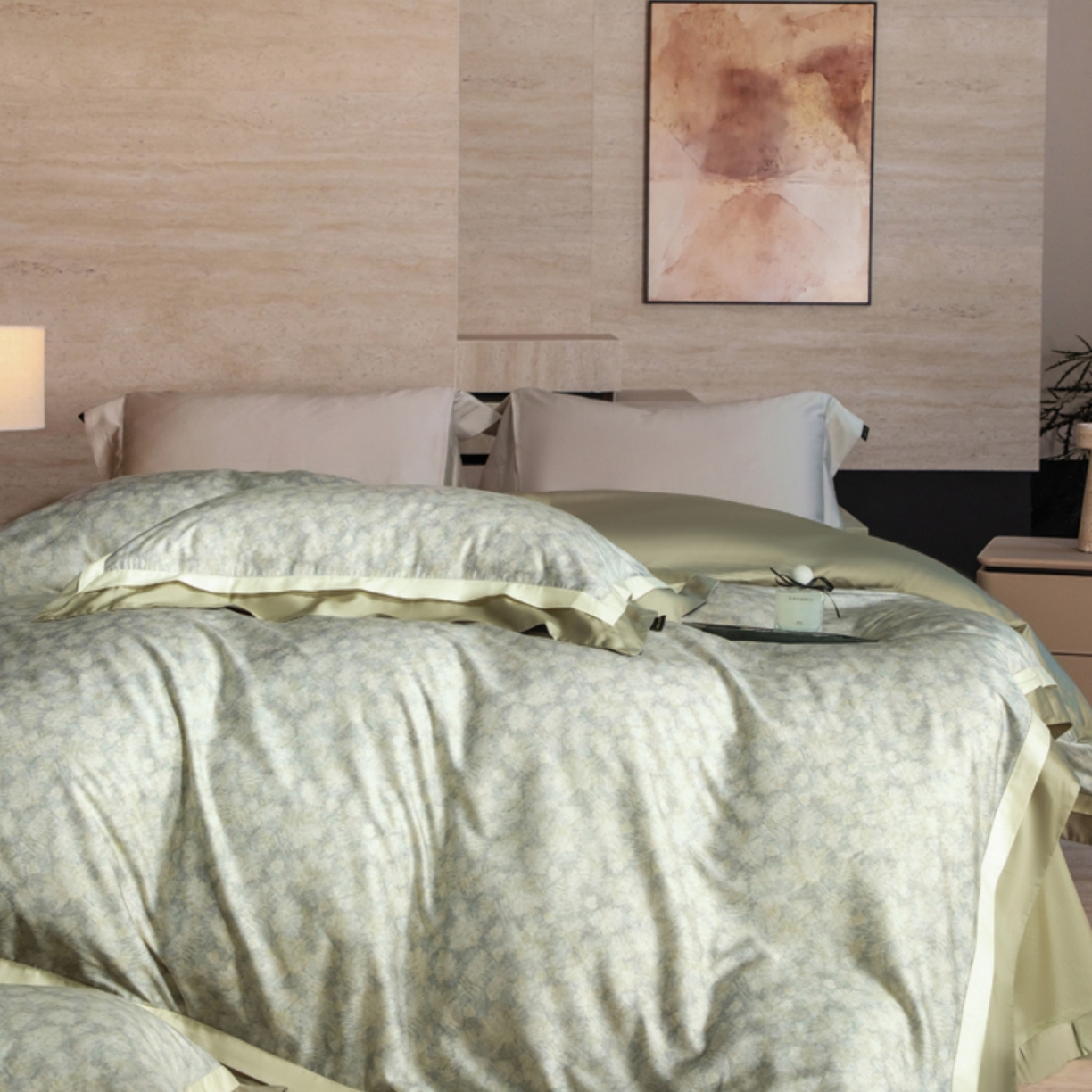 91家纺网 家纺一手货源 找家纺 （总）芯丝路家纺 2026新款进口天丝棉印花四件套（双拼角工艺款）