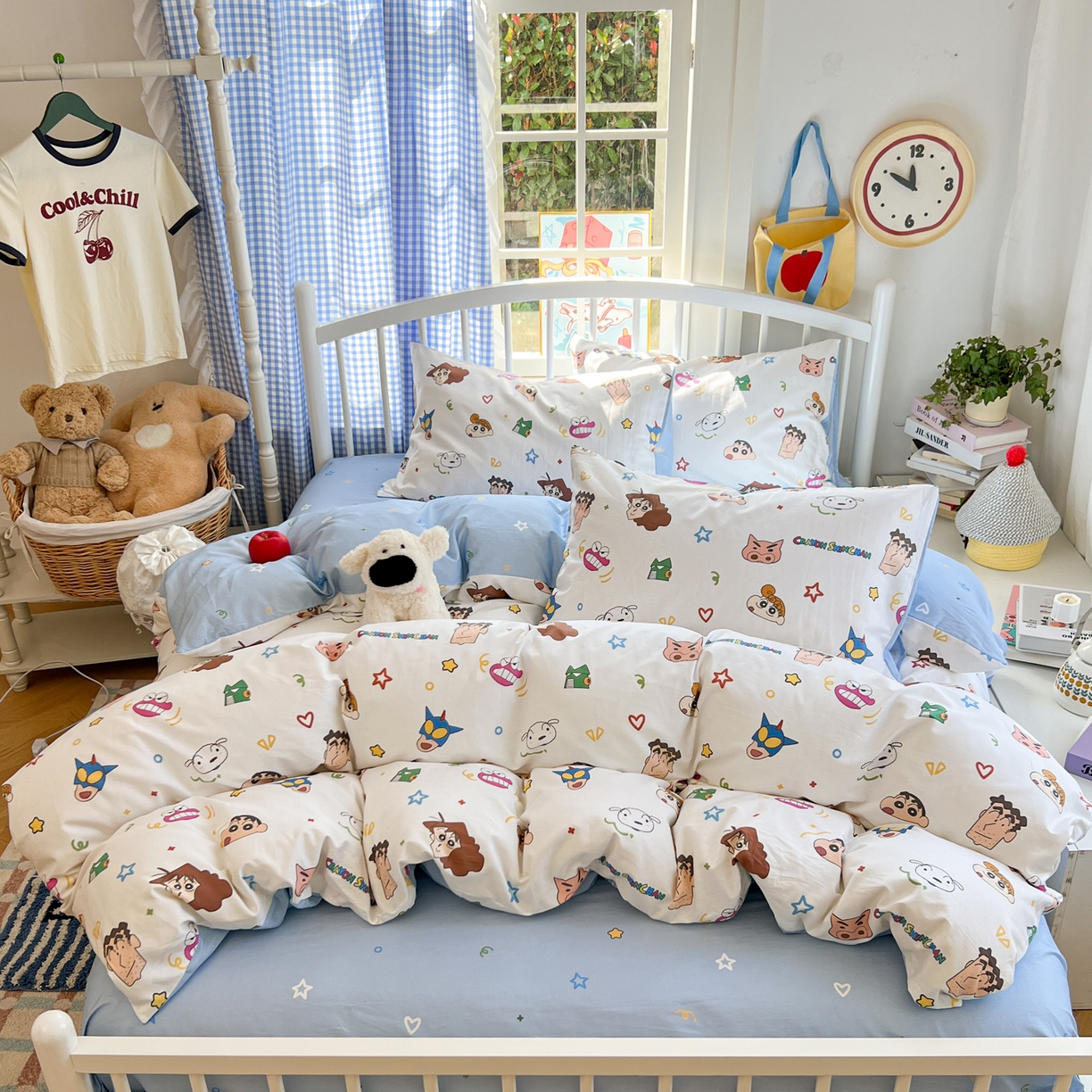 桃子家居 2026春夏新款蜡笔小新授权全棉纯棉印花卡通系列四件套 棉印花-幸运小新