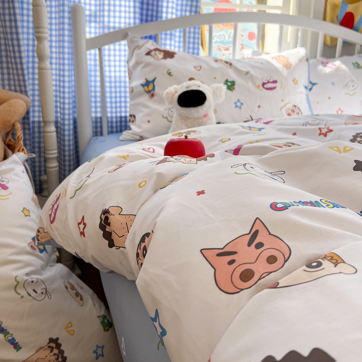 91家纺网 家纺一手货源 找家纺 桃子家居 2026春夏新款蜡笔小新授权全棉纯棉印花卡通系列四件套 棉印花-幸运小新